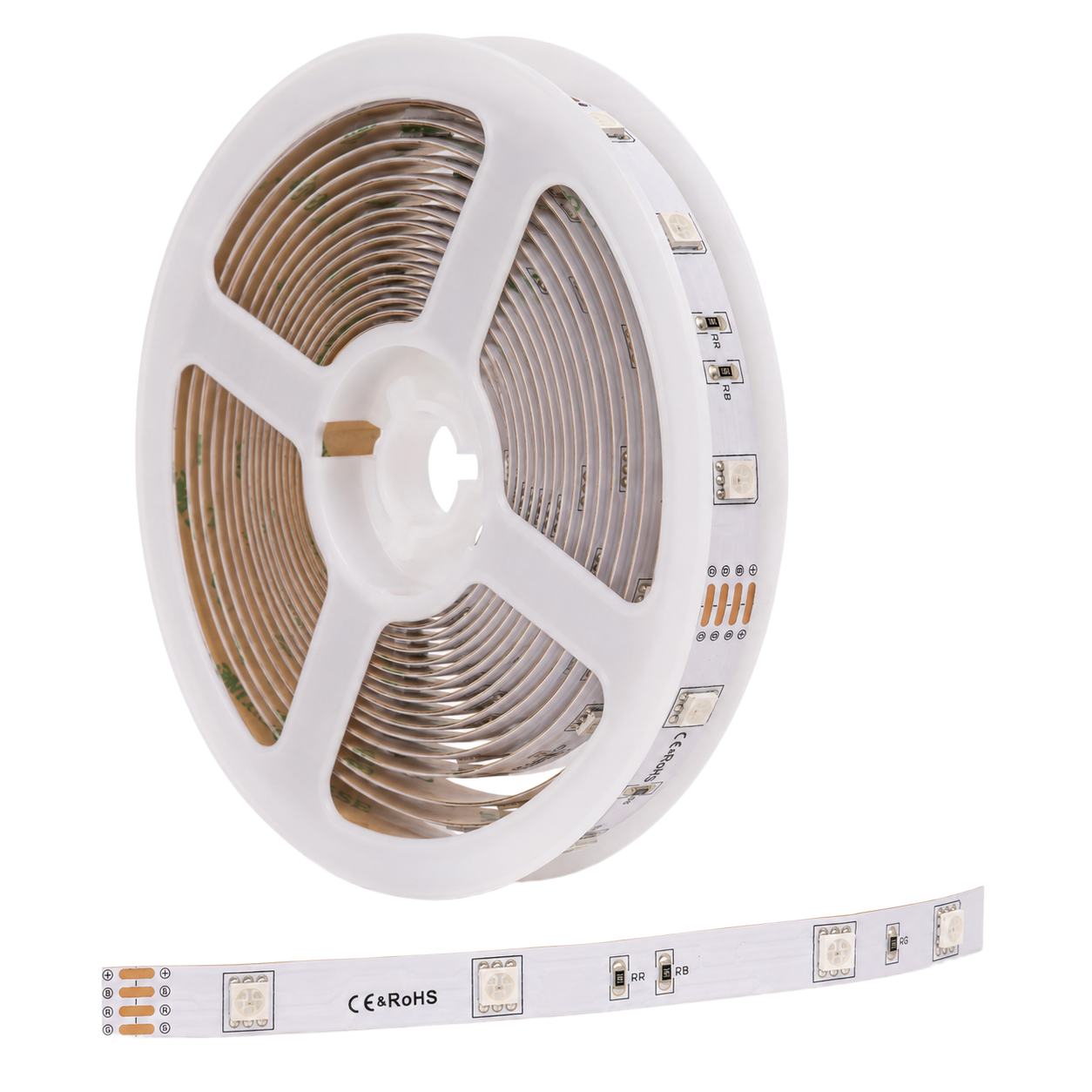 RGB LED pásek s barevnými LED diodami na cívce